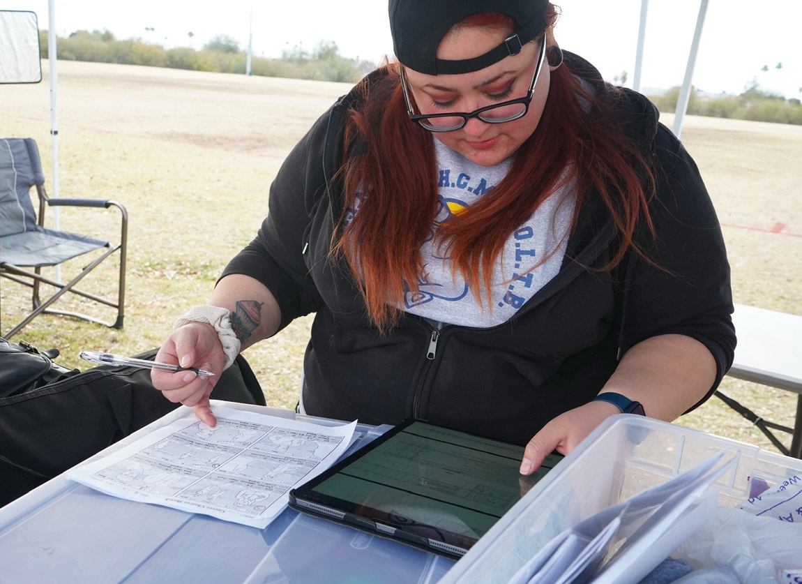 Monique Iniguez on set working